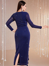 Modely Women'S Asymmetrical Neck Ruffle Hem Glitter Bodycon Dress